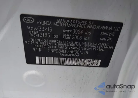 2017 Hyundai Elantra Se from USA, damaged, VIN 5NPD84LF3HH081348